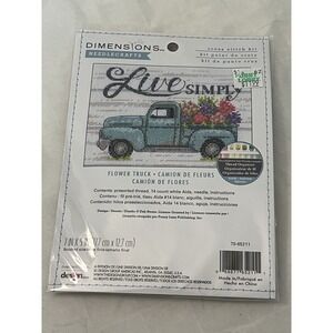 Dimensions Counted Cross Stitch Kit 7"X5" Flower Truck (14 Count) New NIP‎